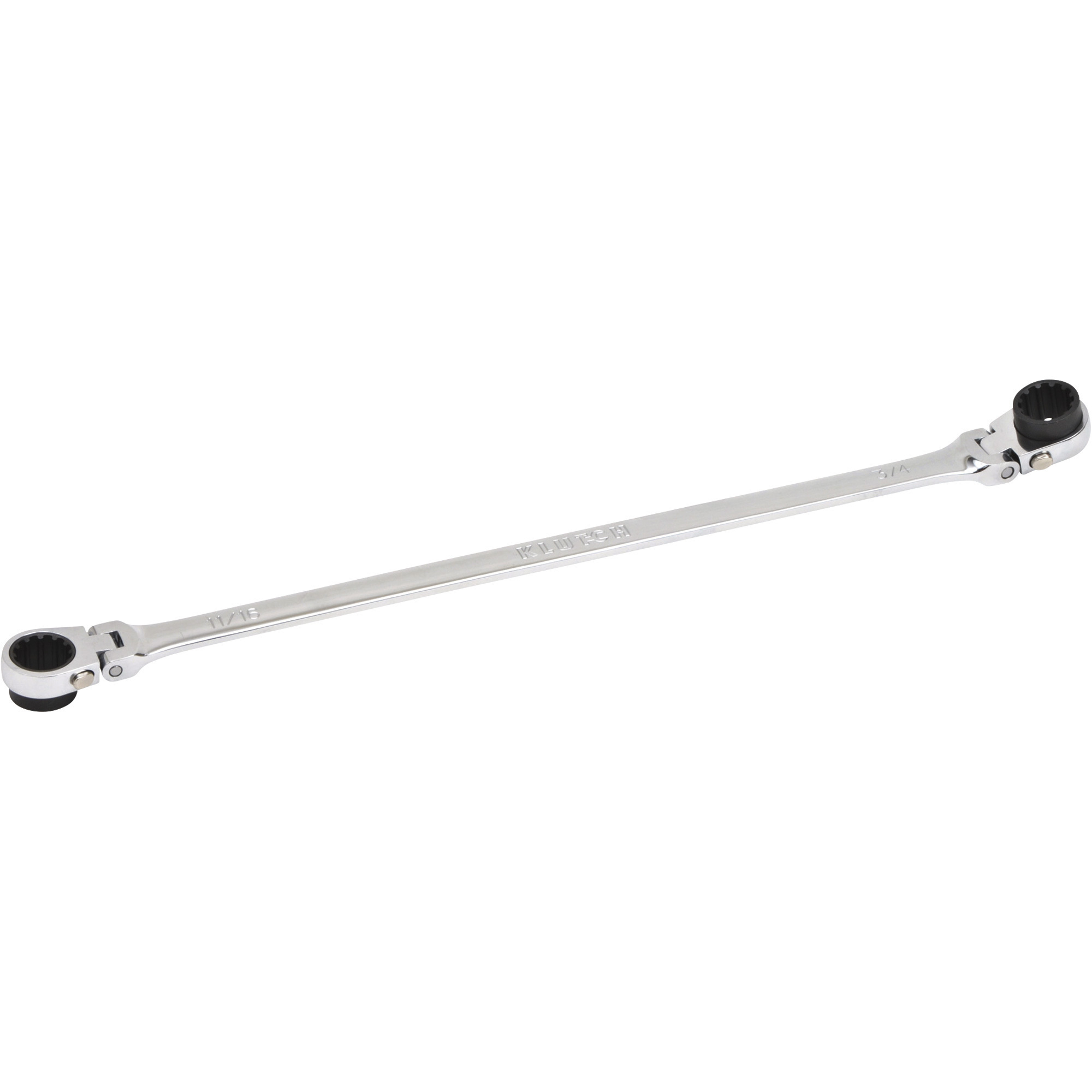 Klutch Extra-Long Spline Drive Flex Ratcheting Wrench, 11/16in. x 3/4in.